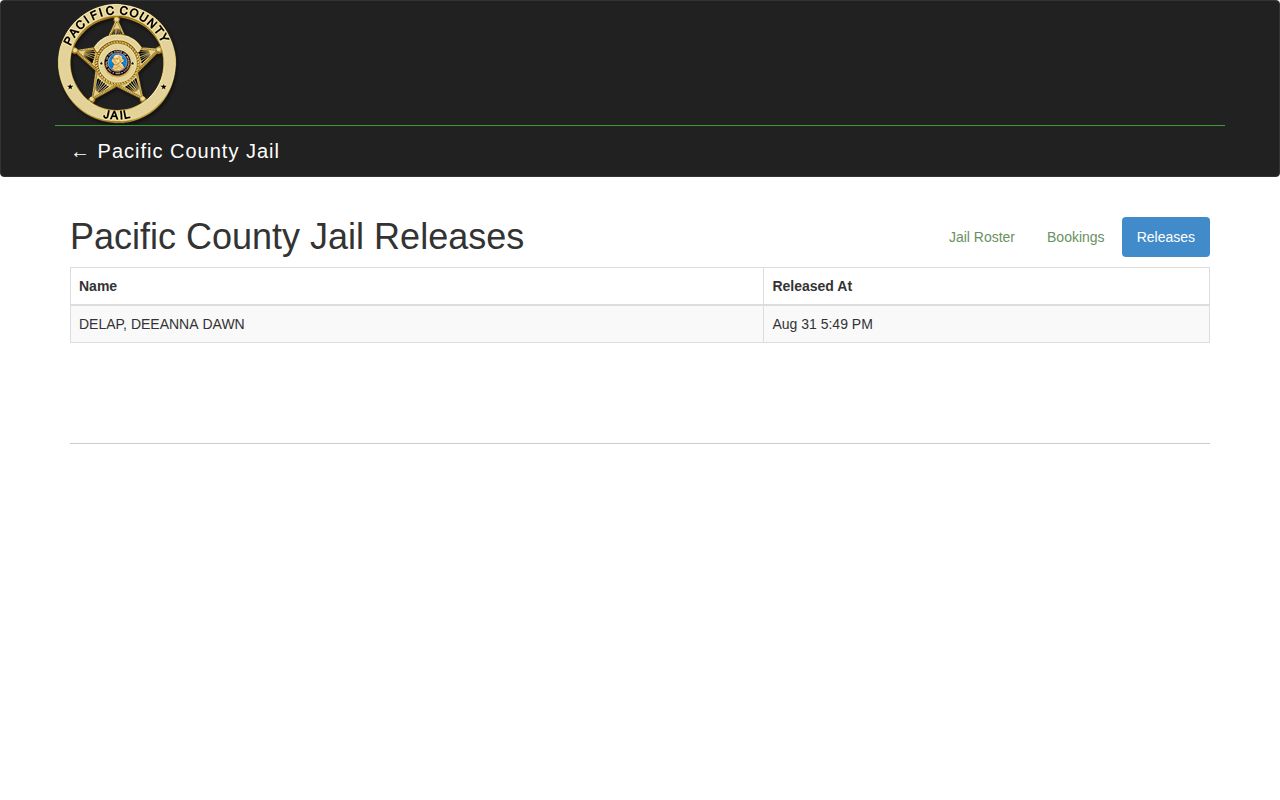 Pacific County Jail official releases interface