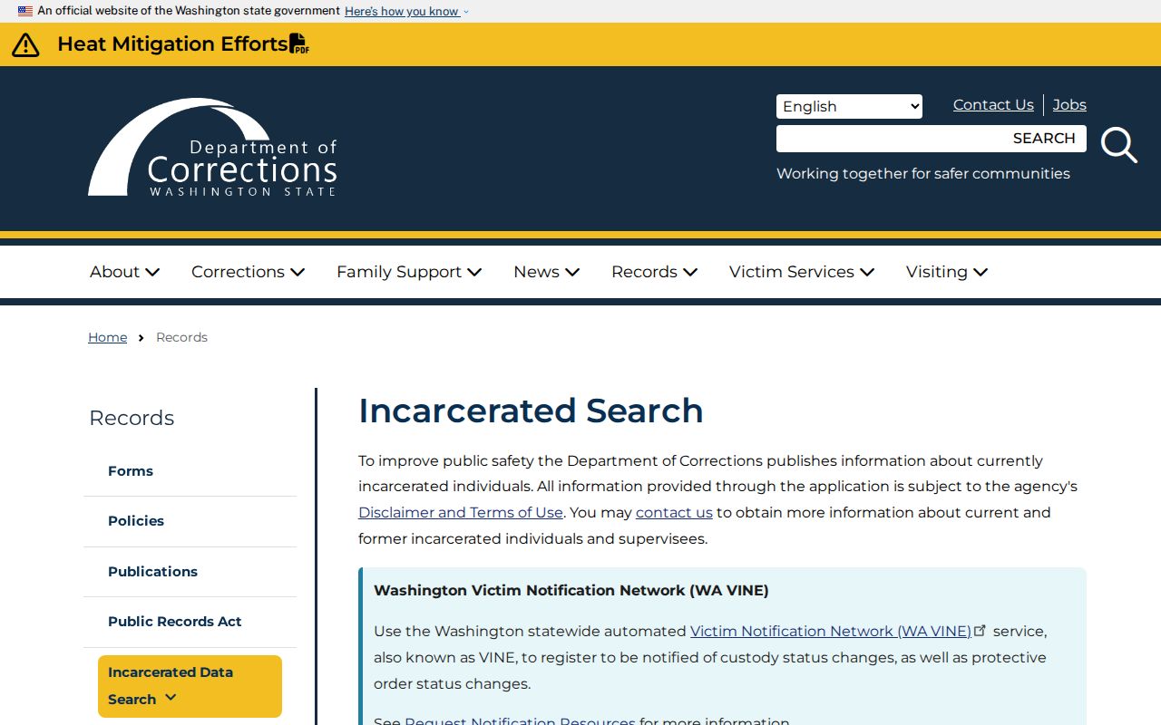 Pacific County state-custody record search interface